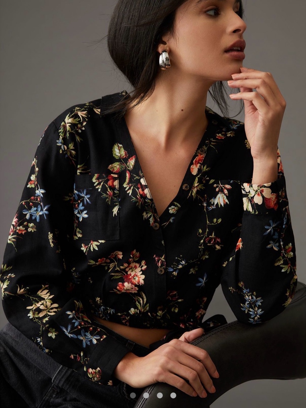 Anthropologie | Pilcro Cropped Waist-tie Blouse